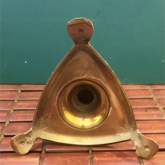 Vintage Clawfoot Candlestick Candle Holder Solid Brass Shield Shaped Base - Picture 5 of 5